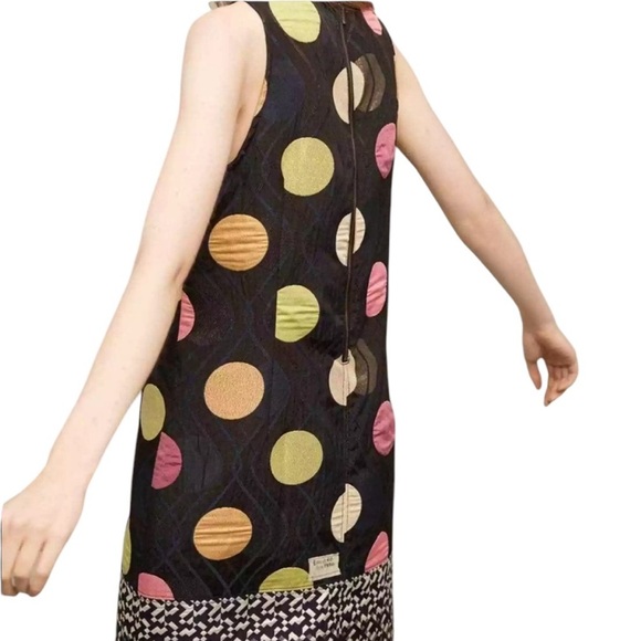 Anthropologie Maeve Tilde Metallic Polka Dot Mini Dress Navy Size S - Picture 2 of 12